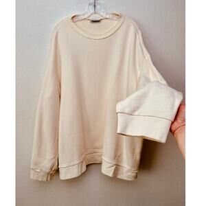 Raey Cream Oversized Crew Neck Japanese Jersey Sweatshirt US 14